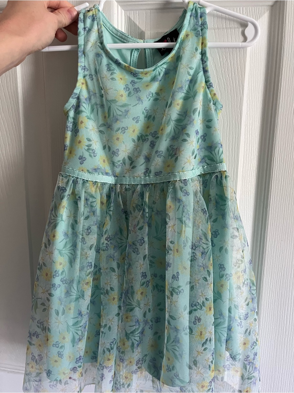 Girls' Mint Floral Tulle Dress